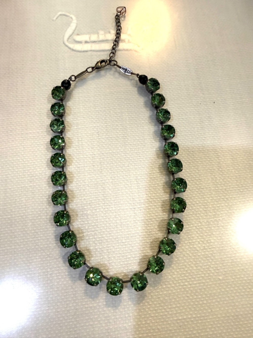 Y2K Sabika Crystal Necklace – Green Rhinestone – Adjustable – Statement Jewelry